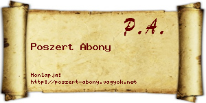 Poszert Abony névjegykártya